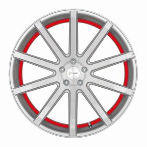 CORSPEED DEVILLE Silver-brushed-Surface/ undercut Color Trim rot 9x21 5x108 Lochkreis