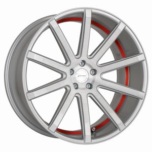 CORSPEED DEVILLE Silver-brushed-Surface/ undercut Color Trim rot 9,5x22 5x108 Lochkreis