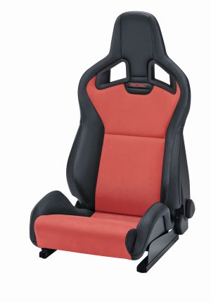 Recaro Sportster CS mit Seitenairbag Kunstleder schwarz / Dinamica rot Fahrerseite mit ABE und Sitzheizung
